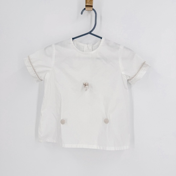 White Button Down Shirt with Embroidered Details - Picture 1 of 5